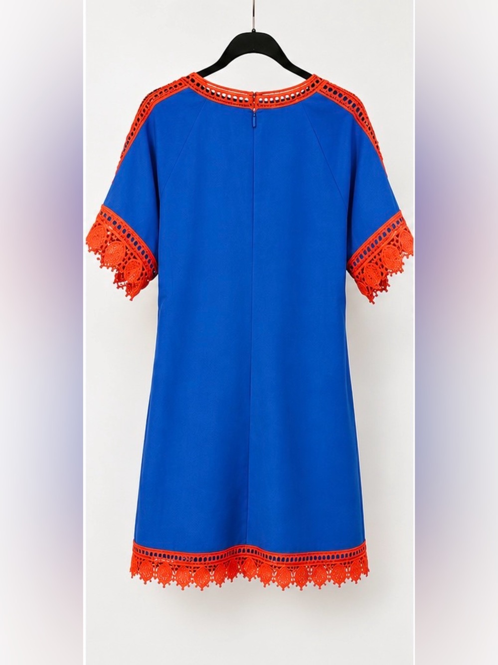 ✨ Tory Burch Marissa Blue Crochet Trim Tunic Mini Dress Size S ✨ - Picture 3 of 4